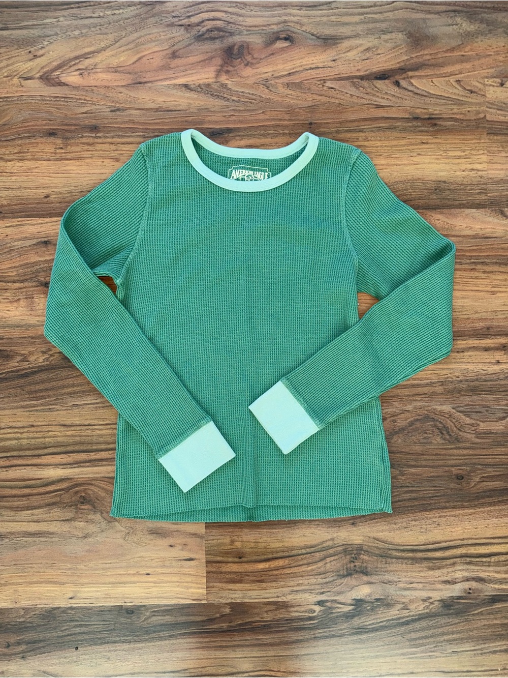 American Eagle Green Thermal Waffle Weave